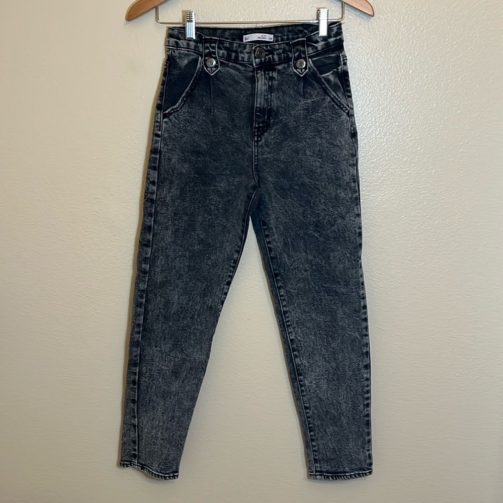 SO Black Acid Wash High Rise Mom Jean